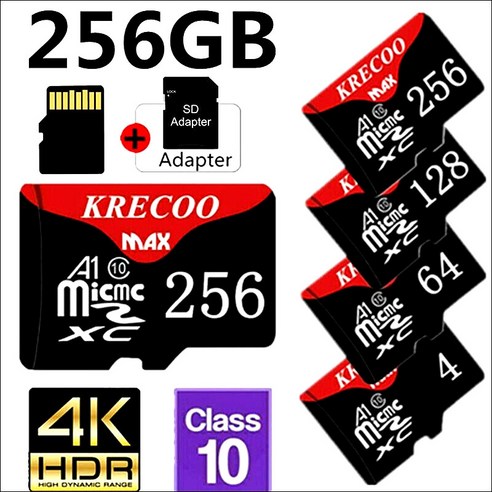 KRECOO® 256 GB 128G 64G Micro SD 메모리 카드 Class 10 Flash TF 325 MB/s 미니 버 전 모 바 일 태 블 릿 PC 카메라 에 적용, 128