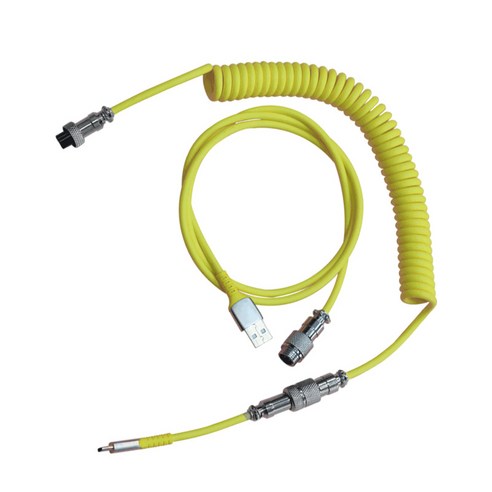 유형 C 케이블 TPE 유형 C - 금속 커넥터 포함 Usb-A 기계식 키보드용 코일링 스프링 케이블 와이어 코일링 스프링, 2.2m, 노란색
