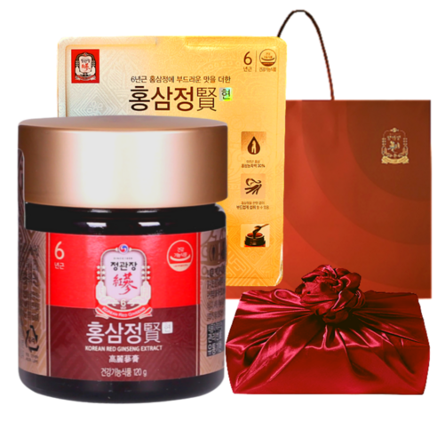 정관장 6년근 홍삼 홍삼정 현 120g+쇼핑백 부모님 면력 명절 선물세트(보자기포함) 1개, 120g