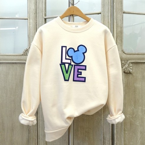 이힝 LOVE 미키 프린팅 기모 루즈핏 맨투맨