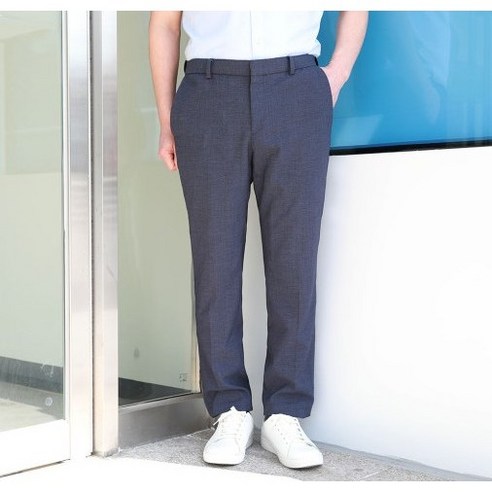 [프린시피오] 남자 봄 여름(썸머) 쿨 울 혼방 밴딩 스트레치 네이비 콤비 바지