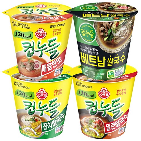컵누들 매콤한맛 6개+베트남쌀국수 6개+잔치쌀국수 6개+얼큰쌀국수 6개, 24개 - 컵라면 | 쿠팡