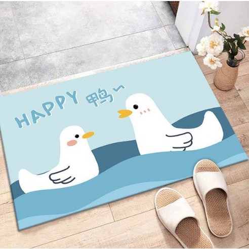 만화 욕실 바닥 매트 흡수성 미끄럼 방지 문 입구 매트 화장실 바닥 매트 문에 화장실 바닥 매트, Happy鸭, 40x60cm