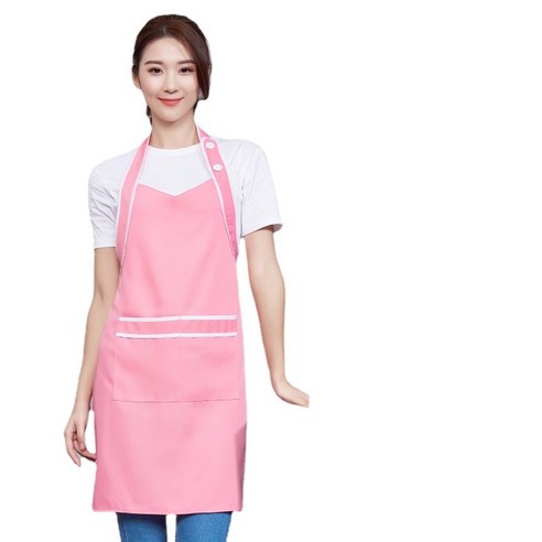 ANKRIC 방수앞치마 조절 가능 종업원 방유 방모 목걸이 앞치마 내장간대략, 분홍