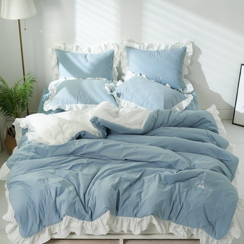 포근함이 깃든 일상, 엘르 프릴 차렵이불로 완성하는 호텔식 침실 엘르이불