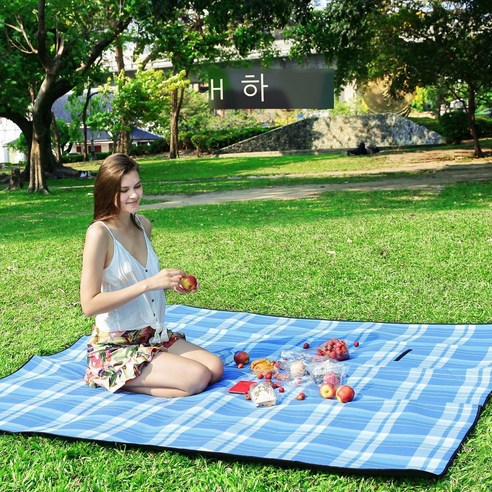 피크닉 패드 두꺼운 모래사장 패드 야외 캠핑 방습 패드 확대 텐트 패드 피크닉 야외 캠핑, 남백색 격자