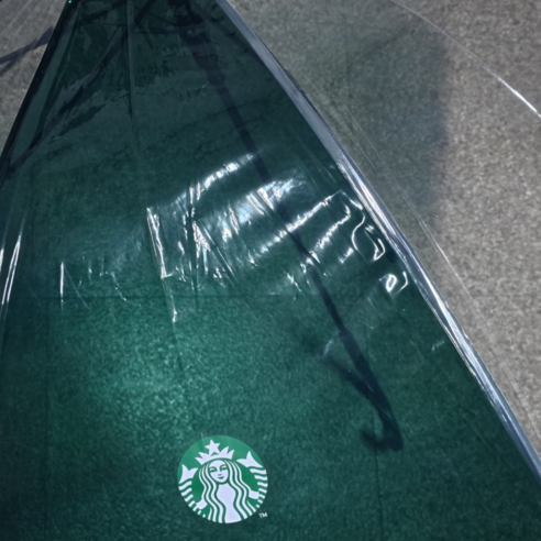 싱그러움을 담은 투명한 오후, 스타벅스 투명 우산 그린 25