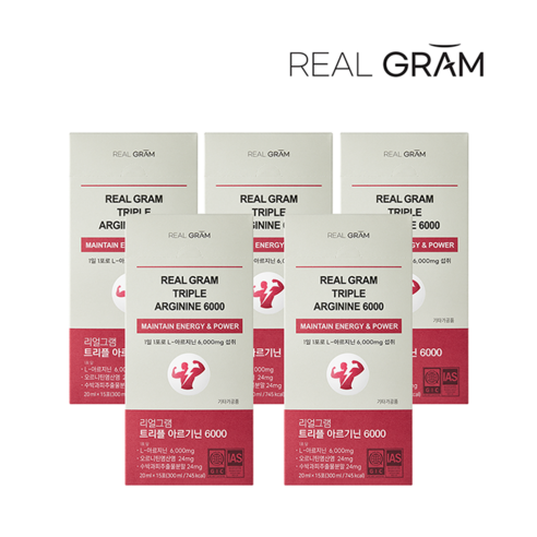 [본사공식] 리얼그램 트리플 액티브 아르기닌 6000 시트룰린 오르니틴 5세트 75일분, 75개, 20ml