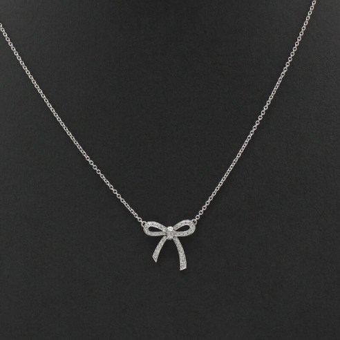 티파니앤코 [빈티지] 플래티늄 37P 다이아 리본 보우 목걸이 680188 351466529