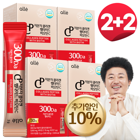 알레 저분자 콜라겐 펩타이드 비오틴C 식약청인증 HACCP, 30회분, 60g, 4개