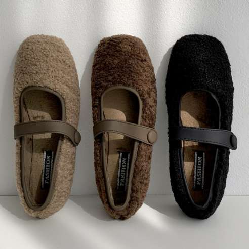 메리제인 양털 뽀글이 겨울 플랫슈즈 겨울 단화