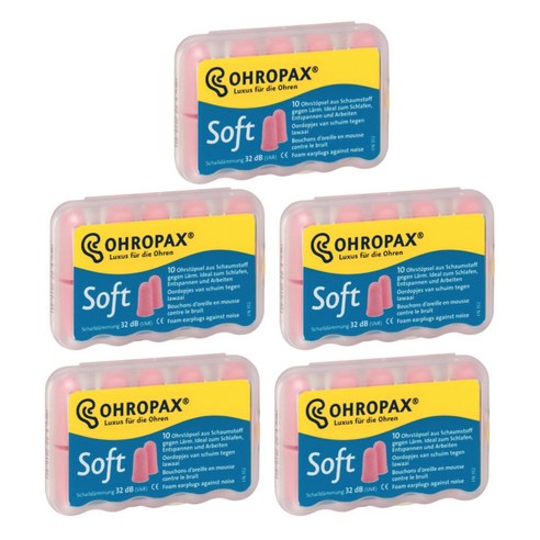 Ohropax 오로팍스 소프트 폼 귀마개 10개입 x 5박스, 5개