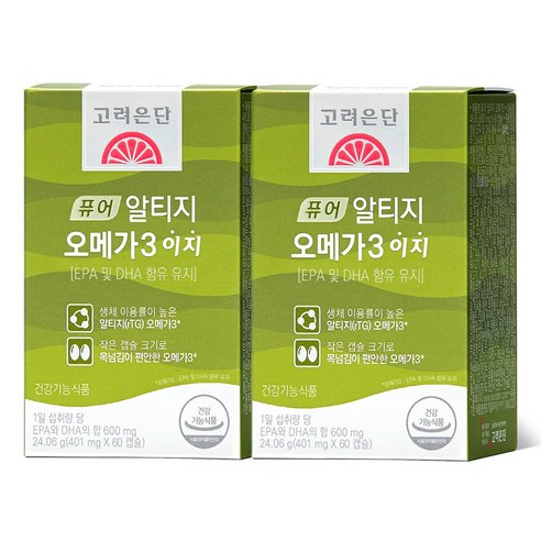 고려은단 퓨어 rTG 알티지 오메가3 EASY 이지 (401mg x 60캡슐) [30일분], 60캡슐, 2개