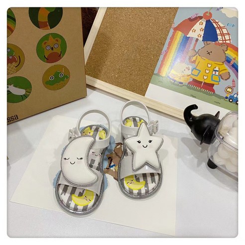 미니멜리사 젤리 신발 걸스 오픈 발가락 샌들 어린이 아기 신발 문 스타 빛나는 아기