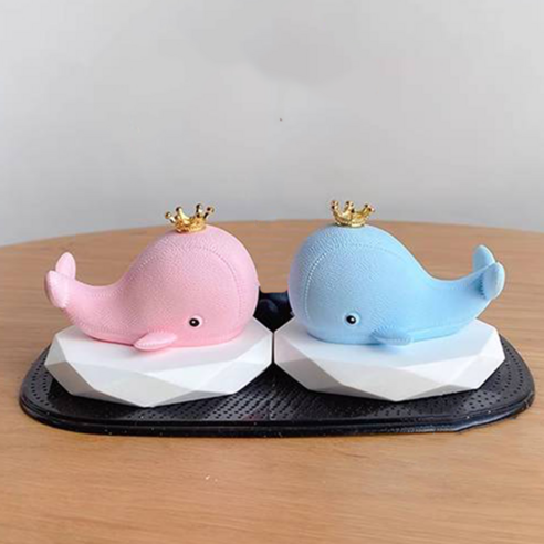 피디씨공감 돌고래 피규어 캐릭터 차량 장식품 인테리어소품, 1세트, 핑크불루