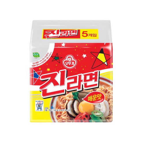 오뚜기 진라면 매운맛 120g, 5개 
식품