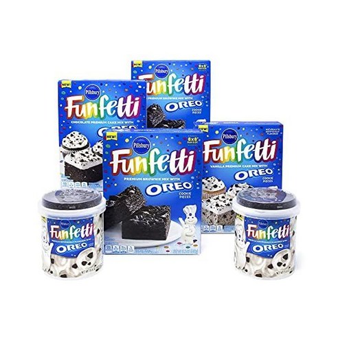 1+1 Pillsbury Funfetti Oreo 케이크 믹스 브라우니 및 프로스팅 버라이어티 팩 6개 초콜