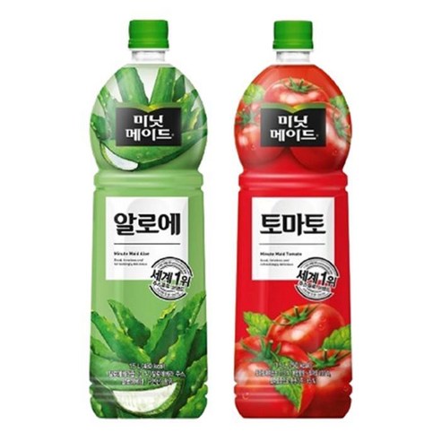 한번에먹자 과즙음료 2종 혼합세트 / 미닛메이드 알로에 1.5L 2개 + 미닛메이드 토마토 1.5L 2개 / 총 4개