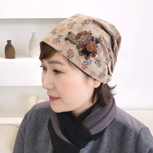 제이제이나인 설화 여성 꽃송이 두건 비니 모자