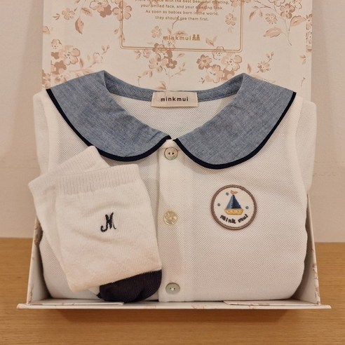 밍크뮤 [24SS출산선물]IV)클린세일러우주복&뮤자수다이아장말세트(34312-600-0134114-812-04) 169846