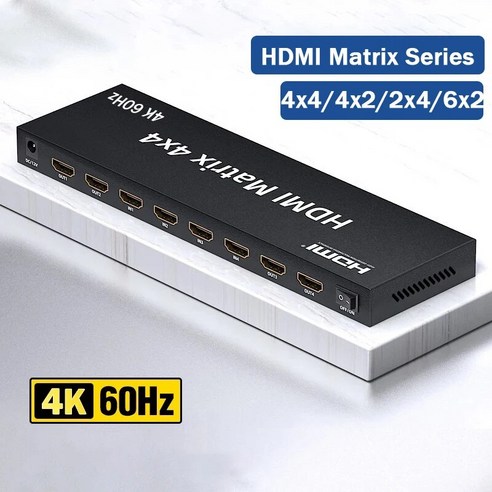 PC 노트북 TV용 HDMI 매트릭스 스위처 4K 60Hz 4 in 4 out Matirx HDMI 비디오 스위치 분배기 선택기 4x4 6x2 4x2 2x4 HDR HDCP22, 15.Matrix 2x4 - UK Plug