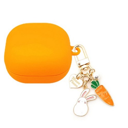 엠피에스 갤럭시버즈 라이브 / 버즈2 소프트 젤리 실리콘 키링 케이스, 토끼당근오렌지