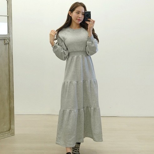 이힝 겨울 캉캉 밴딩 나그랑 a라인 기모 롱원피스