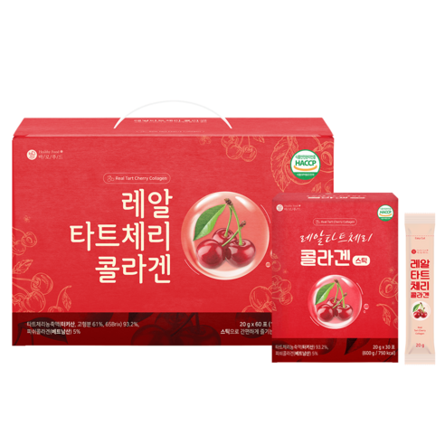 바로푸드 레알 타트체리 콜라겐 젤리, 60포, 20g