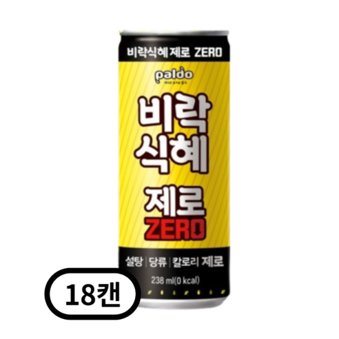 팔도 비락식혜제로 238ml 12캔 제로칼로리, 18개