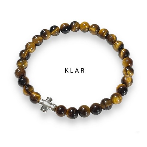 클라(KLAR) 호안석(Tiger''s Eye) 엔틱십자가 팔찌 (6미리)