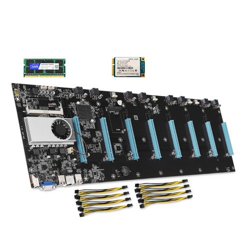 광업 마더 보드 8GPU 128GB MSATA SSD 및 8GB 메모리 DDR3 마더 보드 키트 Bitcoin Mining 콤보 ETH, 보여진 바와 같이, 하나