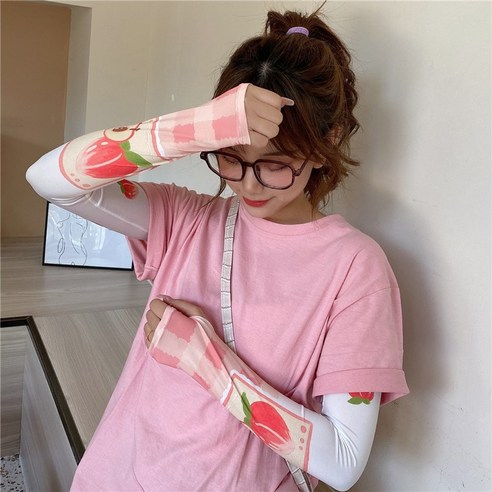 DFMEI 아이스 슬리브 선 스크린 핸드 슬리브 암가드 여성용 슬리브 얇은 아이스 실크 여름 인, DFMEI 여름 복숭아