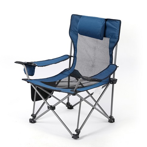 야외 접는 의자 캠핑 의자 비치 의자 안락 의자 휴대용 피크닉 의자 레저 낚시 의자 앉아서 기댈 수 있습니다, 메쉬 블루