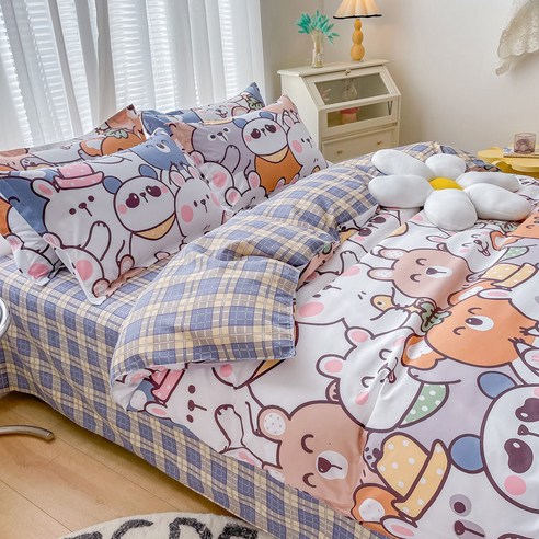 두꺼운 면 4 피스 침구 이불 커버 시트, 1.5 m 침대/이불 커버 150*200, S