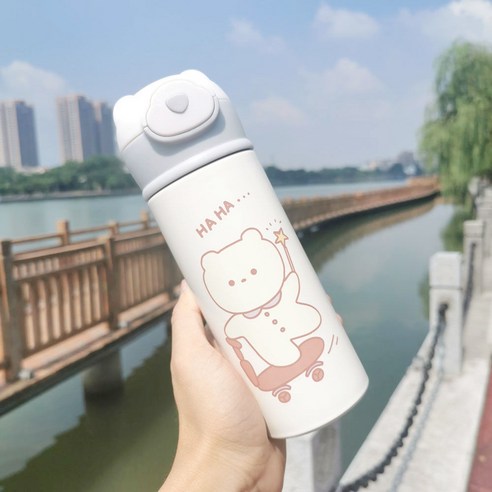 절연 컵 숙녀 크리 에이 티브 고 가치 휴대용 물 컵 하트 인 바람 간단한 짚 컵, 400ML 스케이트보드 베어, {"패션의류/잡화 사이즈":"컵"}