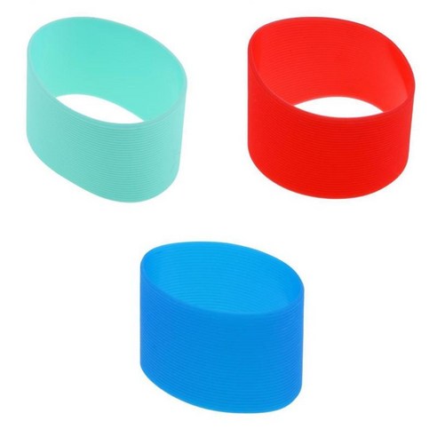 3 조각 야외 실리콘 라운드 미끄럼 방지 물병 머그 컵 슬리브 커버, 여러 가지 빛깔의, 6.5cm