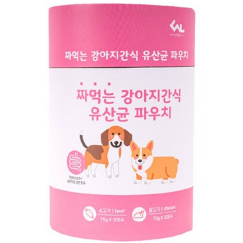 씨엔앨라이프 짜먹는 강아지간식 유산균 파우치 15g 2종 30p + 30p, 900g, 1세트