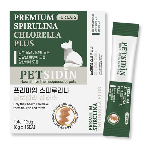 펫시딘 고양이 스피루리나 클로렐라 피부모질개선 민감한피부 항산화 영양제, 15회분, 위, 1개