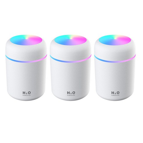 3pcs USB 에센셜 오일 기관총 휴대용 미니 공기 가습기 자동 오프 화이트, 78x119mm, ABS