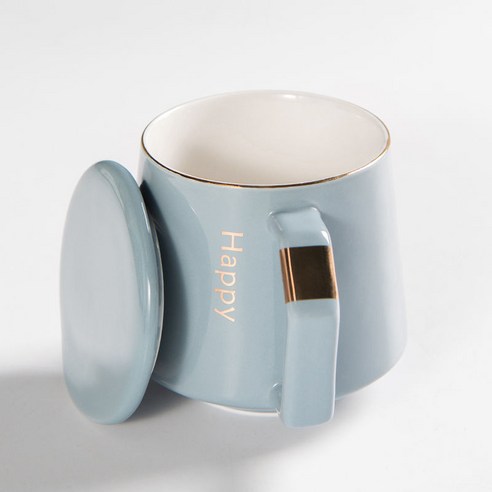 DFMEI 창의적인 추적 Tracing the Golden Thal Cup Light Luxury Nordic Coffee Cufe Coffee Simple Ceramic Cup은, Zhaer Cup Grey Blue, 싱글 컵+덮개