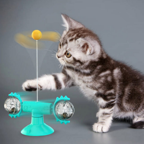 캣닢볼이 들어있는 고양이 반자동 움직이는 공놀이 장난감, 1개, 초록