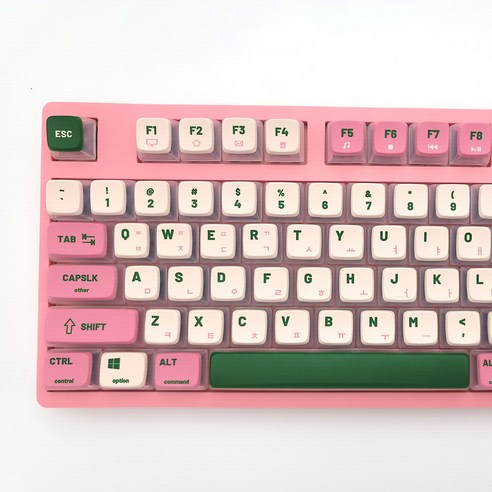 스마일준 핑크 한글 푸딩 투명 PBT 키캡 116키 ASA 높이 기계식 키보드용, 분홍, 핑크 한글 푸딩 키캡, 제조사축