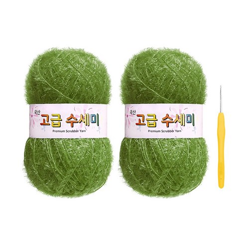 울클럽 별꽃수세미 DIY 고급수세미실 80g 2볼 + 코바늘 6호 (동영상제공), 161그린카키