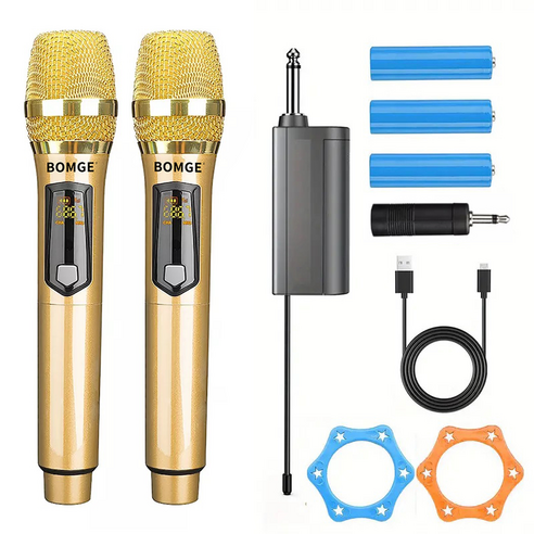 무선 핸드셋 마이크 금속 이중 UHF 무선 동적 마이크 시스템 노래방 파티 결혼식을 위한 1800MAh 충전식 수신기, BG-261V-2GO