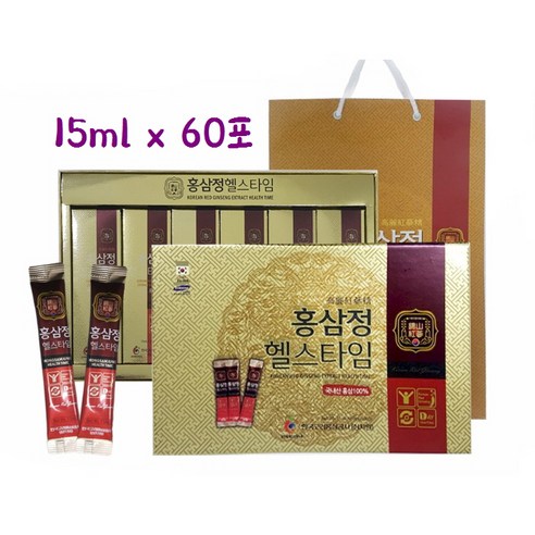 한국고려홍삼공사 홍삼정 헬스타임 15ml x 60포 부모님선물 추석선물 기력회복 장모님선물세트, 450ml, 2개