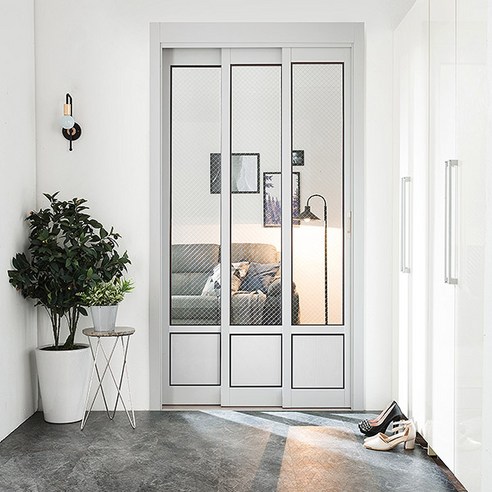 삼익가구 루이 일자형 슬림 중문 시공 3연동 1800 하부고시형, 1개, 네이비:망입