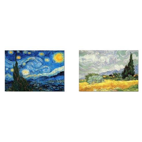 케이아트 인테리어 그림 노프레임 액자 15x20cm 2개Set, 1 고흐별밤삼나무