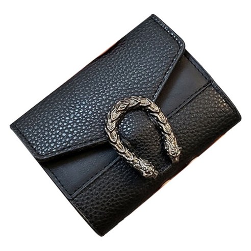 여성용 짧은 지갑 유행 멀티 카드 가방 카드 홀더 코인 지갑 - 블랙