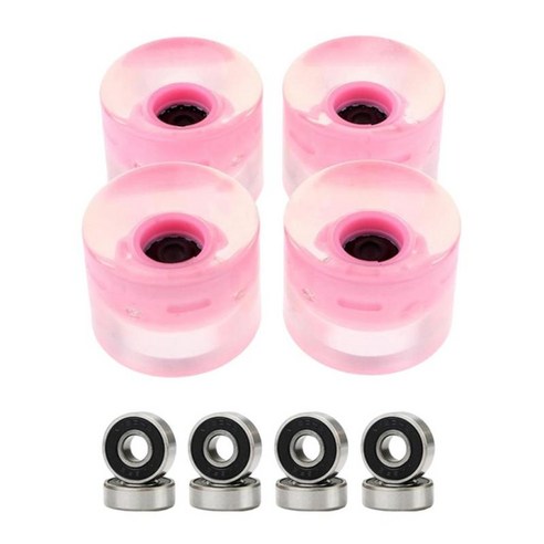 4 팩 PU 플래싱 휠 70mm 78a 스케이트보드 롱보드용 교체 휠, 분홍