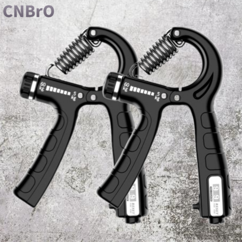 씨엔브로 무소음 측정기 조절 손 악력기 2개 세트, 블랙